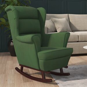vidaXL Fauteuil à Bascule et Pieds en Bois d'Hévéa Fauteuil de Détente Salon Salle de Séjour Chambre Maison Intérieur Vert Foncé Velours vidaXL Fauteuil à Bascule et Pieds en Bois d'Hévéa Fauteuil de Détente Salon Salle de Séjour Chambre Maison Intérieur Vert Foncé Velours