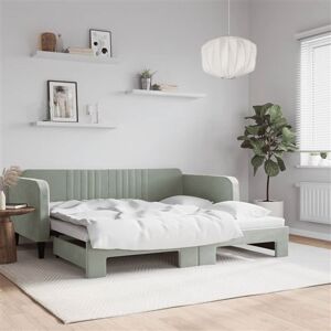 vidaXL Slaapbank met onderschuifbed 90x190 cm fluweel lichtgrijs vidaXL Slaapbank met onderschuifbed 90x190 cm fluweel lichtgrijs