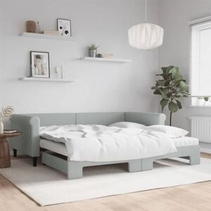 vidaXL Slaapbank onderschuifbed matrassen 100x200cm fluweel lichtgrijs vidaXL Slaapbank onderschuifbed matrassen 100x200cm fluweel lichtgrijs