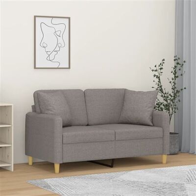vidaXL Tweezitsbank met sierkussens 120 cm stof taupe3200908 vidaXL Tweezitsbank met sierkussens 120 cm stof taupe3200908