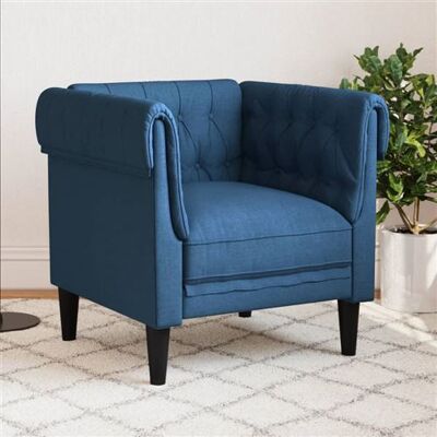vidaXL Fauteuil Chesterfield, Chaise de Relaxation avec Accoudoirs et Dossier, Siège avec Pieds, Fauteuil TV de Salon, Moderne, Bleu Tissu vidaXL Fauteuil Chesterfield, Chaise de Relaxation avec Accoudoirs et Dossier, Siège avec Pieds, Fauteuil TV de Salon, Moderne, Bleu Tissu