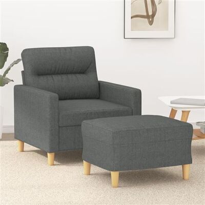 vidaXL Fauteuil met voetenbank 60 cm stof donkergrijs3201066 vidaXL Fauteuil met voetenbank 60 cm stof donkergrijs3201066