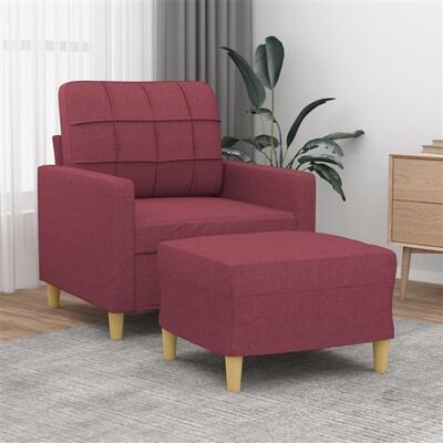 vidaXL Fauteuil met voetenbank 60 cm stof wijnrood3200999 vidaXL Fauteuil met voetenbank 60 cm stof wijnrood3200999
