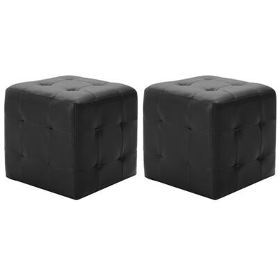 vidaXL 2x Poufs Tabouret Cube de Salle de Séjour Repose-Pied de Salon Ottoman Chambre à Coucher Maison Intérieur Confortable Noir Similicuir vidaXL 2x Poufs Tabouret Cube de Salle de Séjour Repose-Pied de Salon Ottoman Chambre à Coucher Maison Intérieur Confortable Noir Similicuir