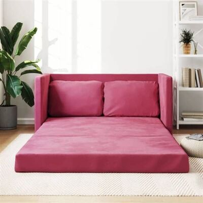 vidaXL Slaapbank vloermodel 2-in-1 122x204x55 cm fluweel wijnrood353960 vidaXL Slaapbank vloermodel 2-in-1 122x204x55 cm fluweel wijnrood353960