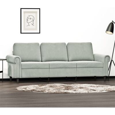 vidaXL Canapé à 3 Places, Siège avec Accoudoirs et Dossier Rembourrés, Meuble de Salon Salle de Séjour Intérieur, Moderne, Gris Clair Velours vidaXL Canapé à 3 Places, Siège avec Accoudoirs et Dossier Rembourrés, Meuble de Salon Salle de Séjour Intérieur, Moderne, Gris Clair Velours