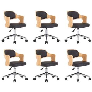 vidaXL Eetkamerstoelen draaibaar 6 st gebogen hout en kunstleer zwart vidaXL Eetkamerstoelen draaibaar 6 st gebogen hout en kunstleer zwart