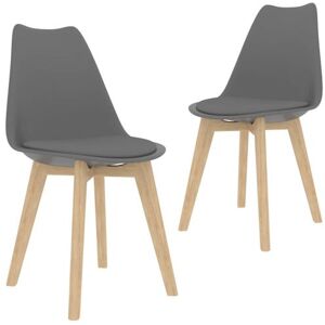 vidaXL Eetkamerstoelen 2 st kunststof grijs244785 vidaXL Eetkamerstoelen 2 st kunststof grijs244785