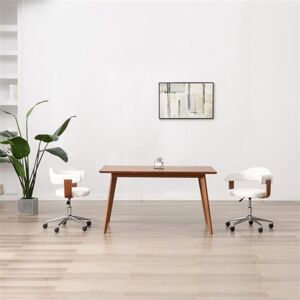 vidaXL Eetkamerstoel draaibaar gebogen hout en kunstleer wit287416 vidaXL Eetkamerstoel draaibaar gebogen hout en kunstleer wit287416
