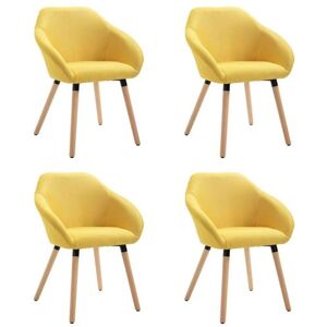 vidaXL Eetkamerstoelen 4 st stof geel vidaXL Eetkamerstoelen 4 st stof geel