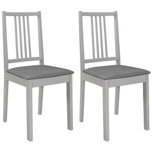 vidaXL Eetkamerstoelen met kussens 2 st massief hout grijs vidaXL Eetkamerstoelen met kussens 2 st massief hout grijs