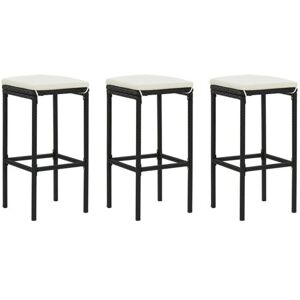 vidaXL Barkrukken met kussens 3 st poly rattan zwart313443 vidaXL Barkrukken met kussens 3 st poly rattan zwart313443