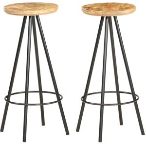 vidaXL Barkrukken 2 st ruw mangohout286614 vidaXL Barkrukken 2 st ruw mangohout286614