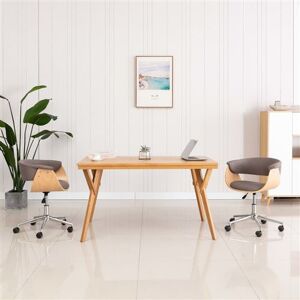 vidaXL Kantoorstoel draaibaar gebogen hout en stof taupe3054835 vidaXL Kantoorstoel draaibaar gebogen hout en stof taupe3054835