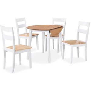vidaXL Eetkamerset MDF en rubberwood wit 5-delig274943 vidaXL Eetkamerset MDF en rubberwood wit 5-delig274943