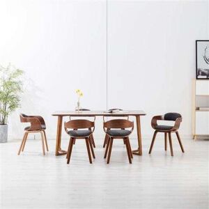 vidaXL Eetkamerstoelen 6 st stof en gebogen hout donkergrijs vidaXL Eetkamerstoelen 6 st stof en gebogen hout donkergrijs