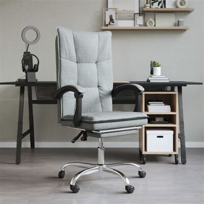 vidaXL Fauteuil Inclinable de Bureau, Chaise Pivotante avec Dossier et Repose-pied Réglables, Siège de Bureau avec Roulettes, Gris Foncé Tissu vidaXL Fauteuil Inclinable de Bureau, Chaise Pivotante avec Dossier et Repose-pied Réglables, Siège de Bureau avec Roulettes, Gris Foncé Tissu