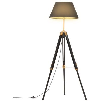 vidaXL Lampadaire à Trépied Lampe sur Pied Lampe à Piédestal Salon Salle de Séjour Maison Intérieur Noir et Doré 141 cm Bois de Teck Massif vidaXL Lampadaire à Trépied Lampe sur Pied Lampe à Piédestal Salon Salle de Séjour Maison Intérieur Noir et Doré 141 cm Bois de Teck Massif