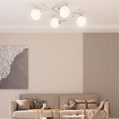 vidaXL Plafonnier avec Abat-jour Ronds en Verre pour 4 LED G9 Lustre Lampe Suspendue Eclairage Luminaire Salon Salle de Séjpur Intérieur Maison vidaXL Plafonnier avec Abat-jour Ronds en Verre pour 4 LED G9 Lustre Lampe Suspendue Eclairage Luminaire Salon Salle de Séjpur Intérieur Maison
