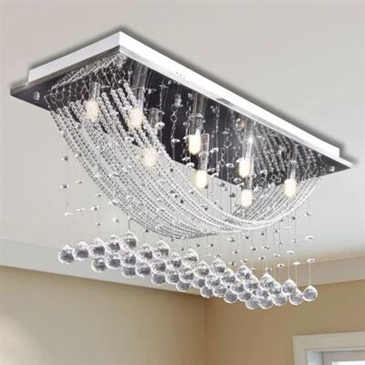 VIDAXL Plafondlamp met sprankelende witte kristallen glaskralen, 8 x G9 lampjes, 29 cm VIDAXL Plafondlamp met sprankelende witte kristallen glaskralen, 8 x G9 lampjes, 29 cm