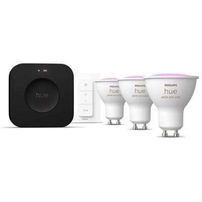 Philips Hue Philips Startpakket 3 smart lampen Pro Hue GU10 Wit + dimmer Dimmer Switch Philips Hue Philips Startpakket 3 smart lampen Pro Hue GU10 Wit + dimmer Dimmer Switch