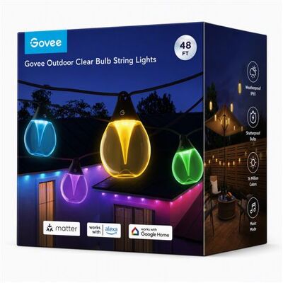 Govee Buitenlichtslinger met transparante lampen 15 m 24 W Veelkleurig Govee Buitenlichtslinger met transparante lampen 15 m 24 W Veelkleurig