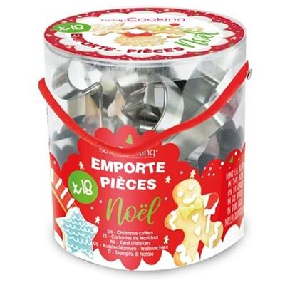 Emmer met 18 Inox kerstkoekjesvormpjes ScrapCooking 2004 Emmer met 18 Inox kerstkoekjesvormpjes ScrapCooking 2004