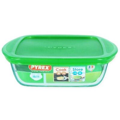PYREX SQUARE DISH WITH PLASTIC LID 1L 20X17CM C PYREX SQUARE DISH WITH PLASTIC LID 1L 20X17CM C