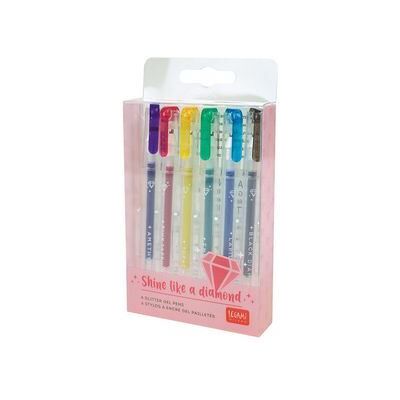 Legami Balpen Set van 6 mini glitter gelpennen Legami Balpen Set van 6 mini glitter gelpennen