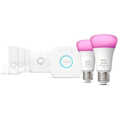 Philips Hue Philips Startpakket met 2 Smart lampen Hue White en Color Ambiance E27 9 W met contactsensoren Wit Philips Hue Philips Startpakket met 2 Smart lampen Hue White en Color Ambiance E27 9 W met contactsensoren Wit