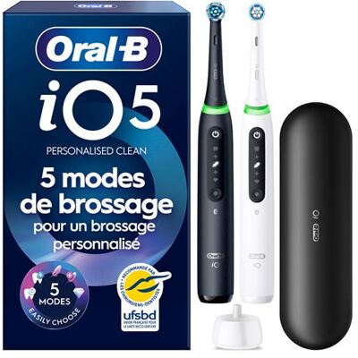 Oral B Oral-B 2 elektrische tandenborstels io 5 Duo met app Zwart en Wit Oral B Oral-B 2 elektrische tandenborstels io 5 Duo met app Zwart en Wit