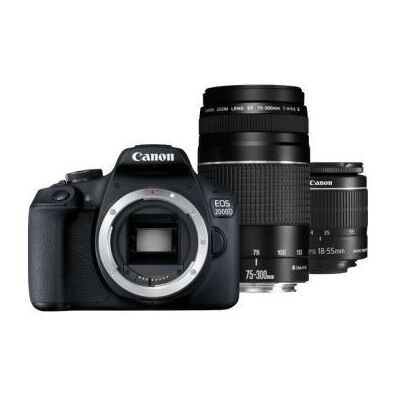 Canon Spiegelreflexcamera Eos 2000d + Ef-s 18-55 Mm F/3.5-5.6 Is Ii Objectief + Ef 75-300 Mm F/4-5.6 Iii Objectief + Sb130 Tas + 16 Gb Sd-geheugenkaart Canon Spiegelreflexcamera Eos 2000d + Ef-s 18-55 Mm F/3.5-5.6 Is Ii Objectief + Ef 75-300 Mm F/4-5.6 Iii Objectief + Sb130 Tas + 16 Gb Sd-geheugenkaart