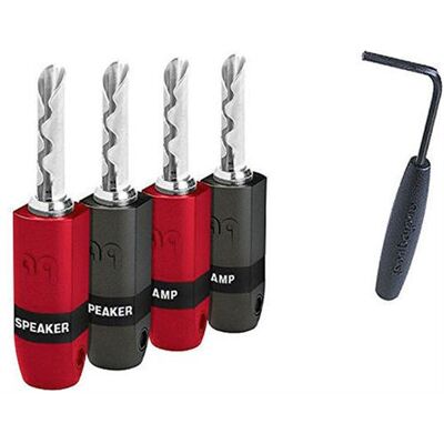 Set van 4 Audioquest SureGrip 300 zilver banaanstekkers Set van 4 Audioquest SureGrip 300 zilver banaanstekkers