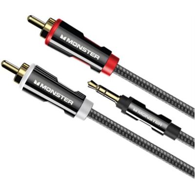 Monster Cable Mini-audioverbindingskabel 3,5 mm male naar 2 RCA male 3 m Zwart Monster Cable Mini-audioverbindingskabel 3,5 mm male naar 2 RCA male 3 m Zwart
