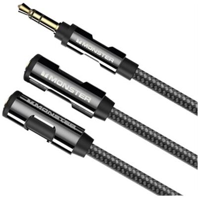 Monster Cable Mini stereo audio splitterkabel 3,5 mm mannelijke naar 2 3,5 mm vrouwelijke aansluitingen 0,15 m Zwart Monster Cable Mini stereo audio splitterkabel 3,5 mm mannelijke naar 2 3,5 mm vrouwelijke aansluitingen 0,15 m Zwart