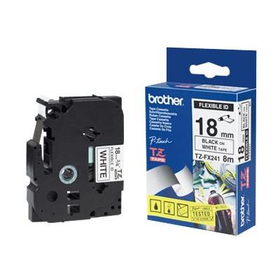 Brother TZFX241 - Zwart op wit - Rol (1,8 cm x 8 m) gelamineerde tape - voor Brother PT-D600; P-Touch PT-18, 2470, 3600, D450, D800, E500, E550, H101, H500, P750, P900 Brother TZFX241 - Zwart op wit - Rol (1,8 cm x 8 m) gelamineerde tape - voor Brother PT-D600; P-Touch PT-18, 2470, 3600, D450, D800, E500, E550, H101, H500, P750, P900