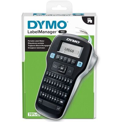 DYMO LabelMANAGER 160 - Etikettenmaker - Z/W - thermische overdracht - Rol (1,2 cm) - 180 dpi - tot 12 mm/sec - snijder DYMO LabelMANAGER 160 - Etikettenmaker - Z/W - thermische overdracht - Rol (1,2 cm) - 180 dpi - tot 12 mm/sec - snijder