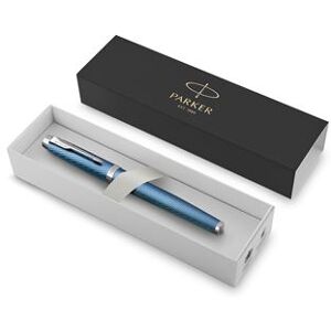 Parker IM Premium Blauw/Grijze Rollerbalpen met fijne punt in chroom Parker IM Premium Blauw/Grijze Rollerbalpen met fijne punt in chroom