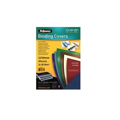 Fellowes Leather Board Cover - A4 (210 x 297 mm) - koningsblauw - 250 g/m² - 100 stuks inbindhoes - voor Fellowes Galaxy 500, Galaxy Wire, Pulsar+ 300, Quasar+ 500, Star 150, Star+ 150 Fellowes Leather Board Cover - A4 (210 x 297 mm) - koningsblauw - 250 g/m² - 100 stuks inbindhoes - voor Fellowes Galaxy 500, Galaxy Wire, Pulsar+ 300, Quasar+ 500, Star 150, Star+ 150