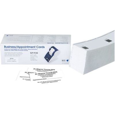 Seiko group Seiko Instruments SLP-FCS2 - Wit - 57 x 89 mm - 140 g/m² - 600 kaart(en) afspraak/visitekaartjes - voor Smart Label Printer 420, 430, 440, 440 Office Administration Pack, 450, 620, 650SE Seiko group Seiko Instruments SLP-FCS2 - Wit - 57 x 89 mm - 140 g/m² - 600 kaart(en) afspraak/visitekaartjes - voor Smart Label Printer 420, 430, 440, 440 Office Administration Pack, 450, 620, 650SE