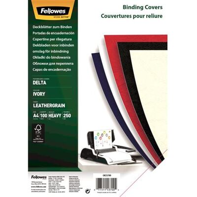 Fellowes FSC Certified - A4 (210 x 297 mm) - ivoor - 250 g/m² - 100 stuks inbindhoes - voor Fellowes Galaxy 500, Galaxy Wire, Pulsar 300, Pulsar-E 300, Star 150, Starlet 2 Fellowes FSC Certified - A4 (210 x 297 mm) - ivoor - 250 g/m² - 100 stuks inbindhoes - voor Fellowes Galaxy 500, Galaxy Wire, Pulsar 300, Pulsar-E 300, Star 150, Starlet 2