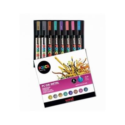 Uni-ball Posca Doos van 8 medium markeerstiften met kegelvormige punt Metaal Uni-ball Posca Doos van 8 medium markeerstiften met kegelvormige punt Metaal