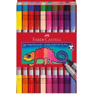 Set van 20 Faber-Castell viltstiften met dubbele punt Set van 20 Faber-Castell viltstiften met dubbele punt