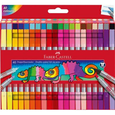 Set van 40 Faber-Castell markers met dubbele punt Set van 40 Faber-Castell markers met dubbele punt
