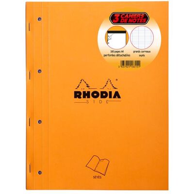 Set van 3 Rhodia No. 20 SY oranje geperforeerde notitieboekjes met nietjes Set van 3 Rhodia No. 20 SY oranje geperforeerde notitieboekjes met nietjes