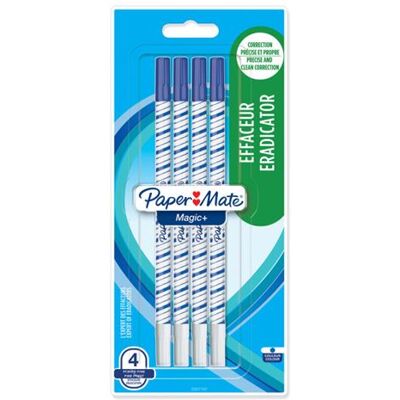 Papermate Set van 4 Paper Mate Magic+ gommen met fijne punt Blauw Papermate Set van 4 Paper Mate Magic+ gommen met fijne punt Blauw