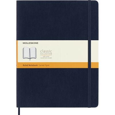 Moleskine klassiek notitieboek, extra groot formaat, gelinieerd, saffierblauwe zachte kaft Moleskine klassiek notitieboek, extra groot formaat, gelinieerd, saffierblauwe zachte kaft