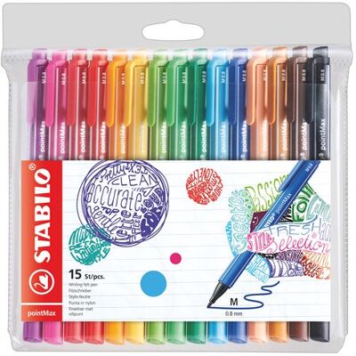 Etui met 15 viltstiften Stabilo PointMax Etui met 15 viltstiften Stabilo PointMax