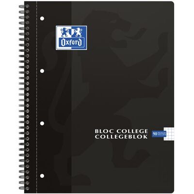 OXFORD School collegeblok A4+ geruit 5mm 4 gaats 90 vel soepele kartonnen kaft zwart OXFORD School collegeblok A4+ geruit 5mm 4 gaats 90 vel soepele kartonnen kaft zwart
