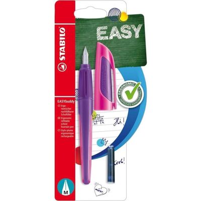 Stabilo EASYBUDDY JR BLISTER FOUNTAIN PEN PURPLE MAGENTA + 2 CART Stabilo EASYBUDDY JR BLISTER FOUNTAIN PEN PURPLE MAGENTA + 2 CART